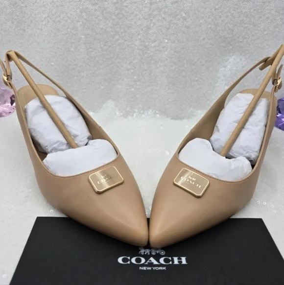 Coach Jillian Classic Slingback Closed Toe Low Heel Neutral Women's 9.5